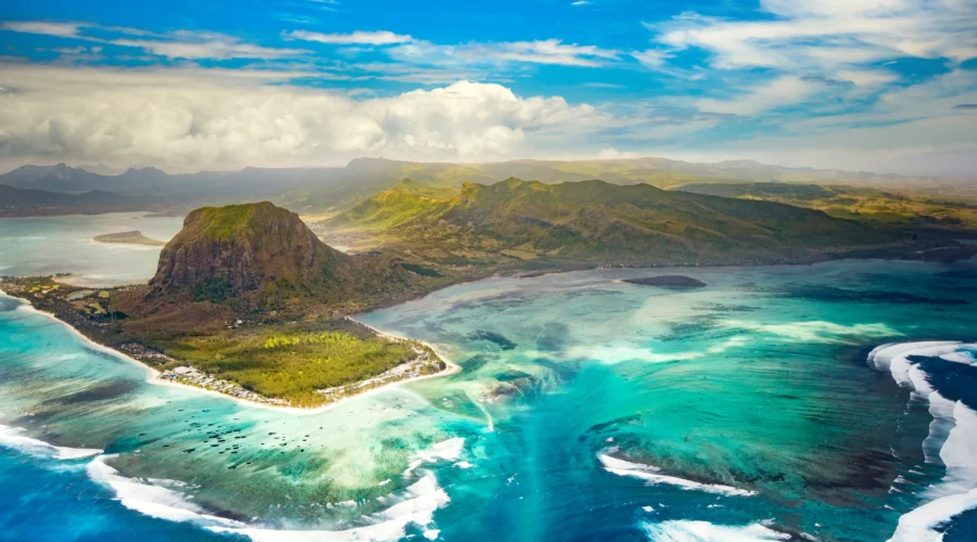 Vue aérienne de l'île Maurice