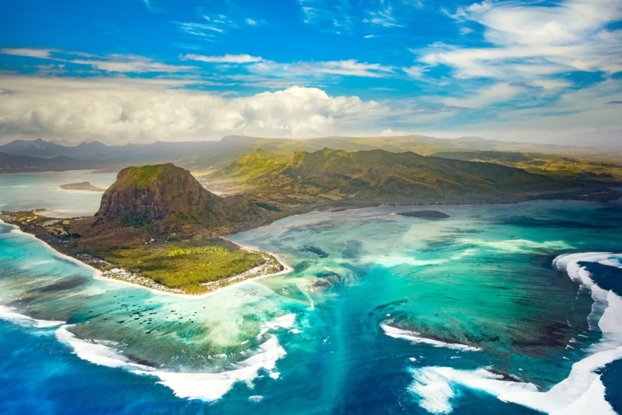 Vue aérienne de l'île Maurice