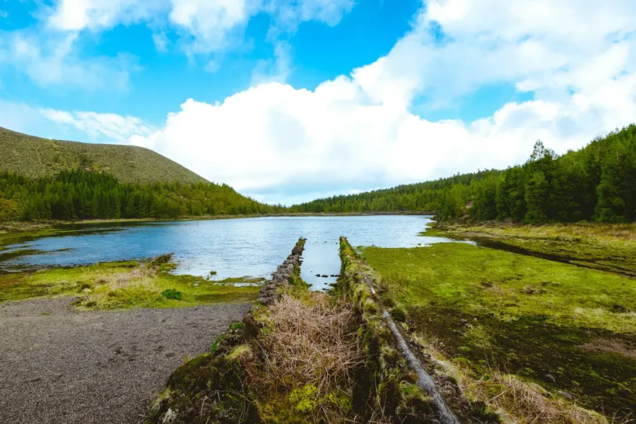 Lac entouré de forêt à Ponta Delgada, Açores