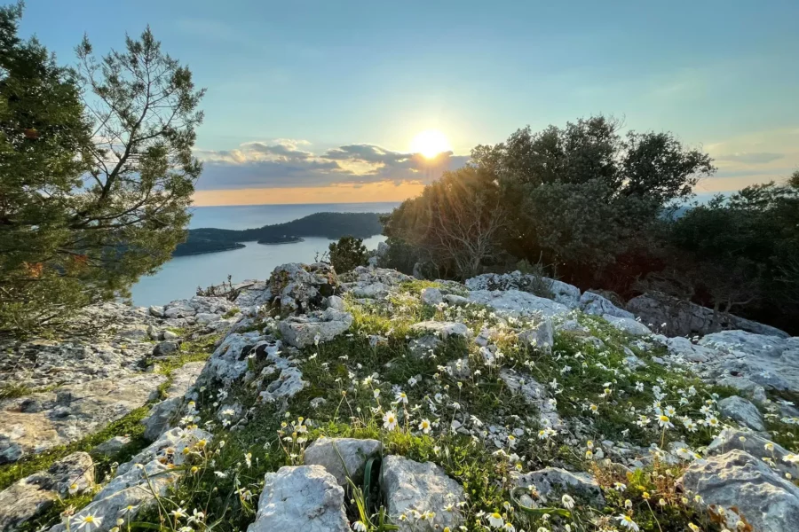 Paysage depuis Mljet sur la mer en Croatie