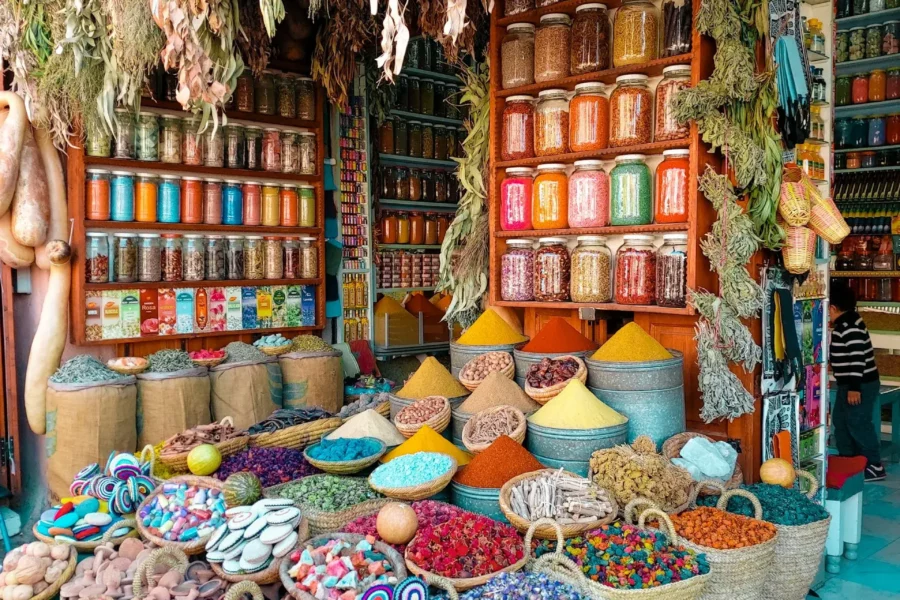 Un stand au bazar de Marrakech