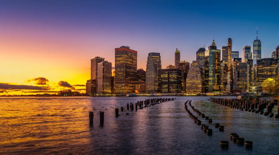 Skyline de Manhattan au crépuscule, New York