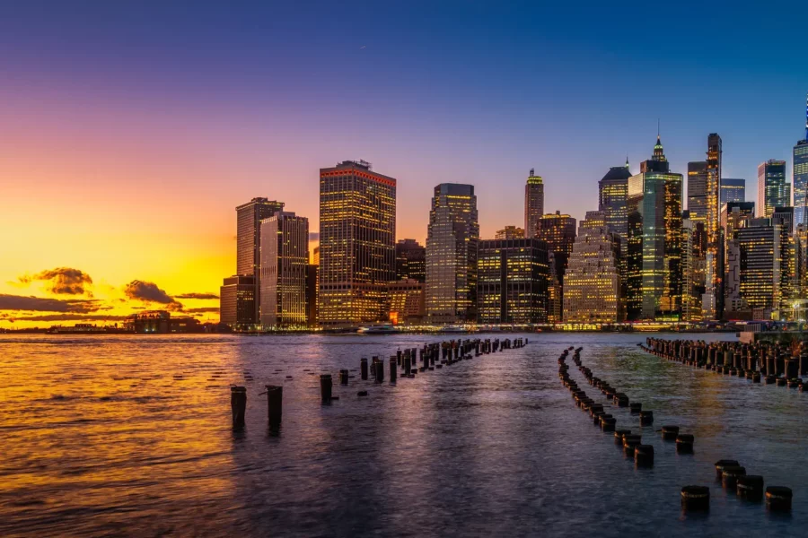 Skyline de Manhattan au crépuscule, New York