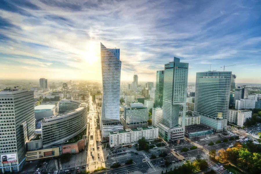 Vue sur le quartier des affaires de Varsovie, Pologne