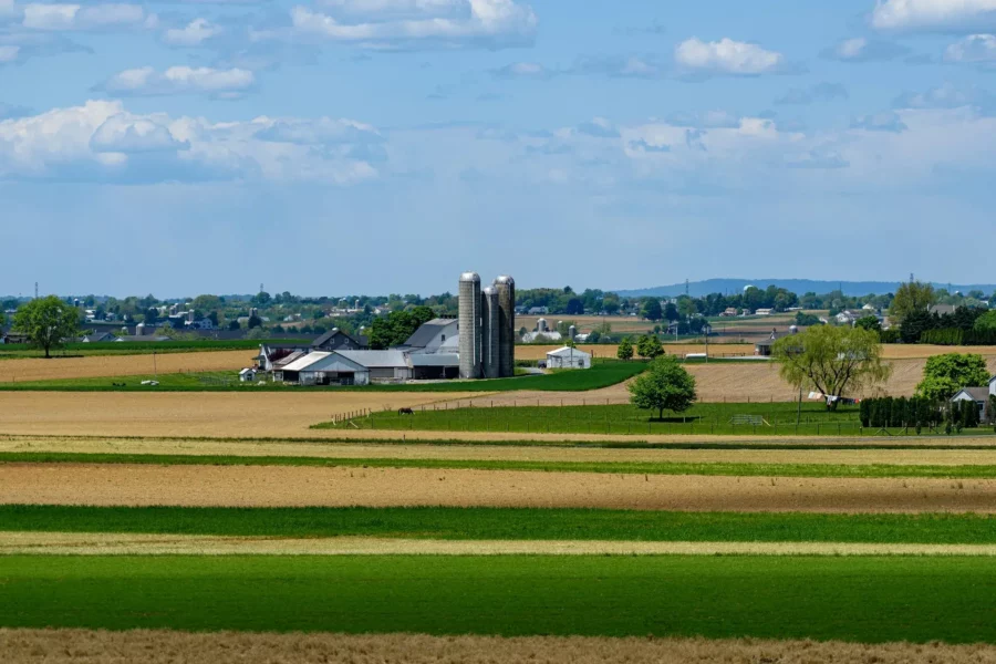 Paysage de campagne à Lancaster, Pennsylvanie, États-Unis