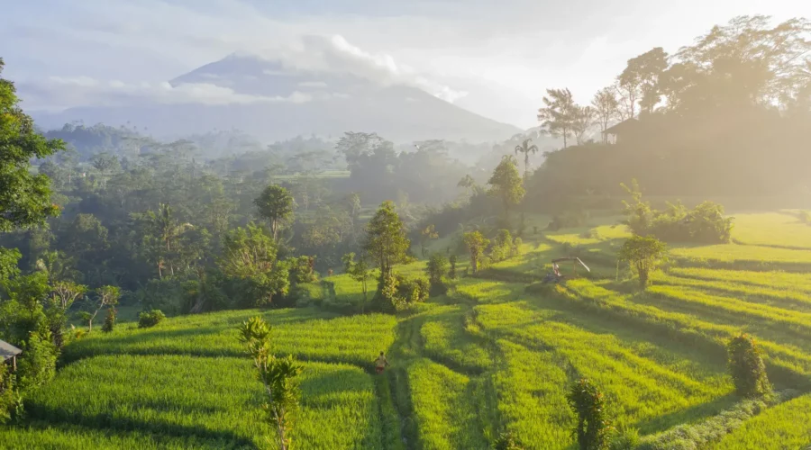 Paysage du Mont Agung à Sidemen, Bali
