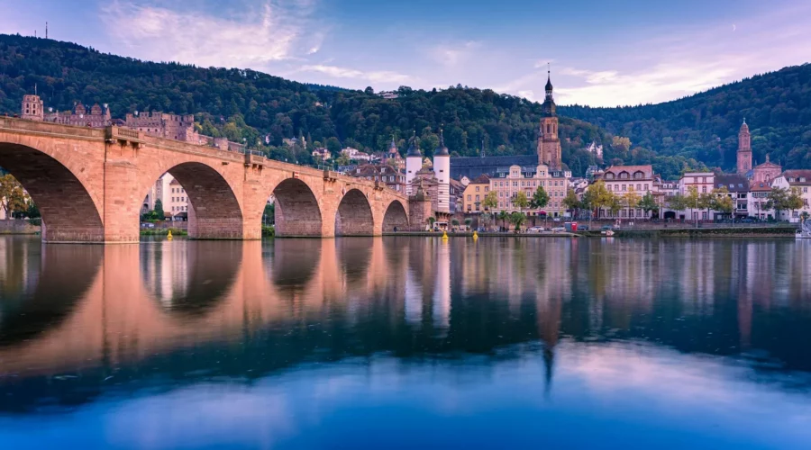 Paysage urbain de Heidelberg bordé par le fleuve Neckar
