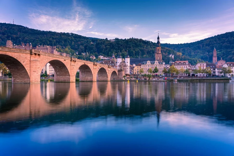 Paysage urbain de Heidelberg bordé par le fleuve Neckar